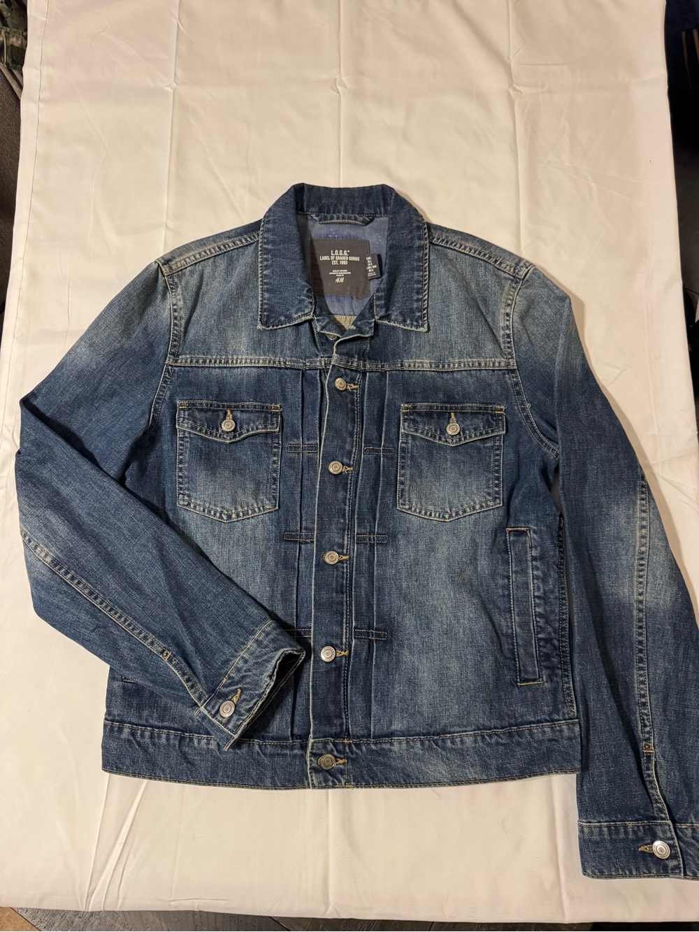 LOGG by H&M Mens Blue Denim Trucker Jacket large